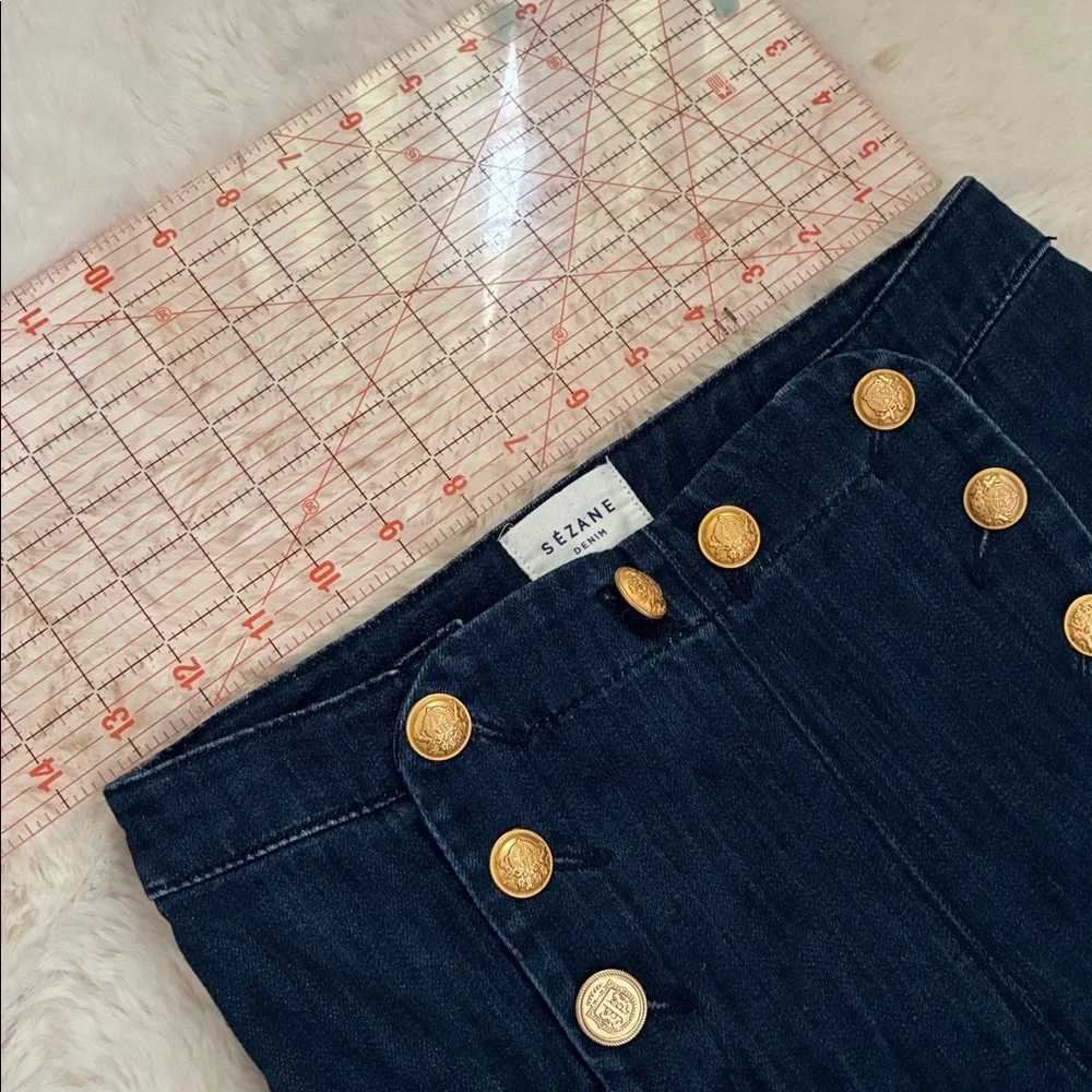 Sezane PARISIEN Denim sailor denim Size 36 EU / 4 US *button replaced* see pics - Picture 7 of 10